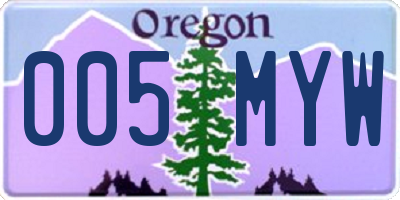 OR license plate 005MYW