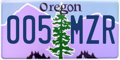OR license plate 005MZR