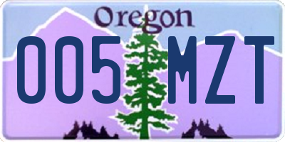 OR license plate 005MZT