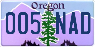 OR license plate 005NAD