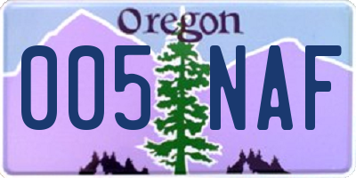 OR license plate 005NAF