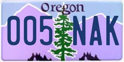 OR license plate 005NAK