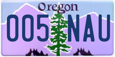 OR license plate 005NAU