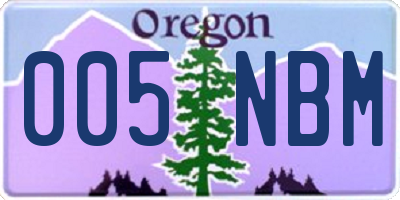 OR license plate 005NBM