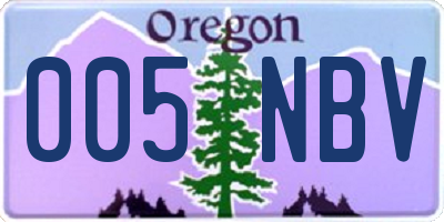 OR license plate 005NBV