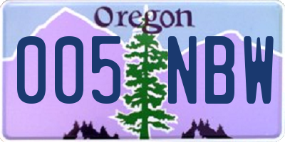 OR license plate 005NBW
