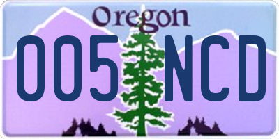 OR license plate 005NCD