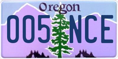 OR license plate 005NCE