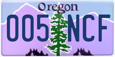 OR license plate 005NCF