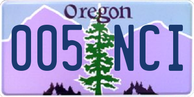 OR license plate 005NCI