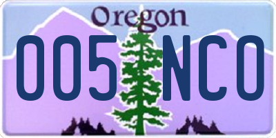OR license plate 005NCO