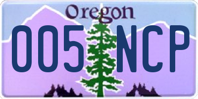 OR license plate 005NCP