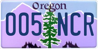 OR license plate 005NCR