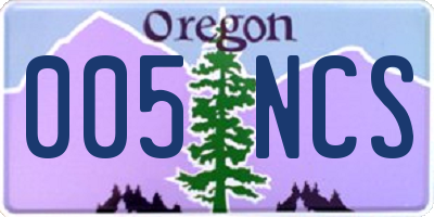 OR license plate 005NCS