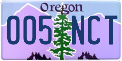 OR license plate 005NCT