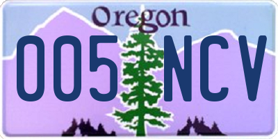 OR license plate 005NCV