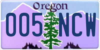 OR license plate 005NCW
