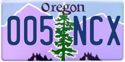 OR license plate 005NCX