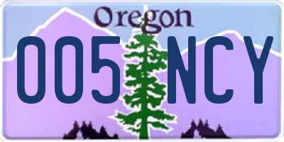 OR license plate 005NCY