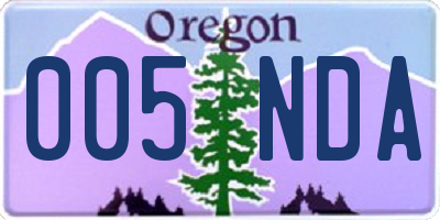 OR license plate 005NDA