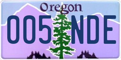 OR license plate 005NDE