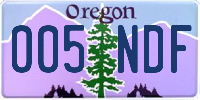 OR license plate 005NDF
