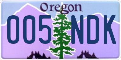 OR license plate 005NDK
