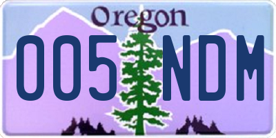 OR license plate 005NDM