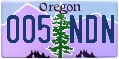OR license plate 005NDN