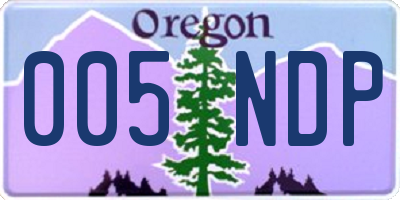 OR license plate 005NDP
