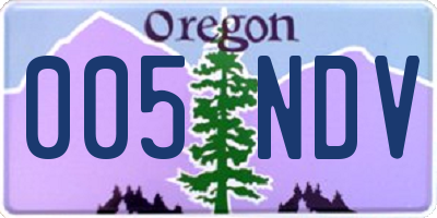 OR license plate 005NDV