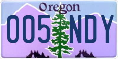OR license plate 005NDY