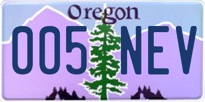 OR license plate 005NEV