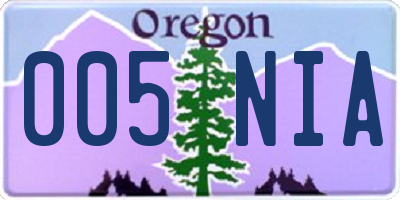 OR license plate 005NIA