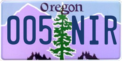 OR license plate 005NIR