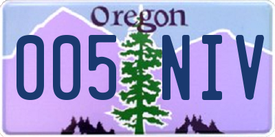 OR license plate 005NIV