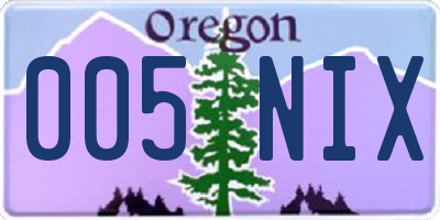 OR license plate 005NIX