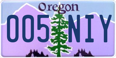 OR license plate 005NIY