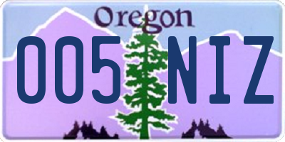 OR license plate 005NIZ