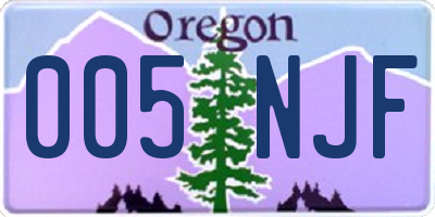 OR license plate 005NJF