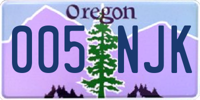OR license plate 005NJK