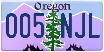 OR license plate 005NJL