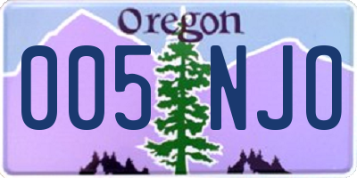 OR license plate 005NJO