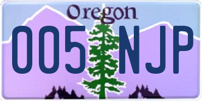 OR license plate 005NJP