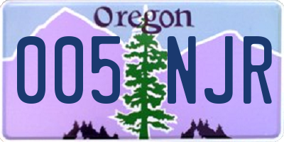 OR license plate 005NJR