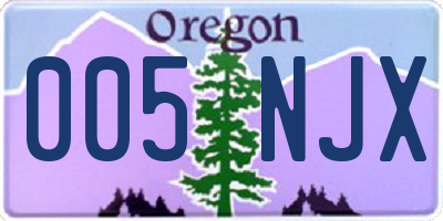 OR license plate 005NJX