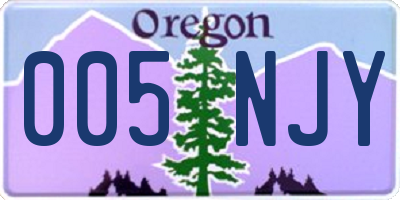 OR license plate 005NJY