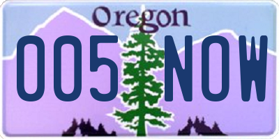 OR license plate 005NOW
