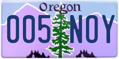 OR license plate 005NOY