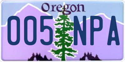 OR license plate 005NPA